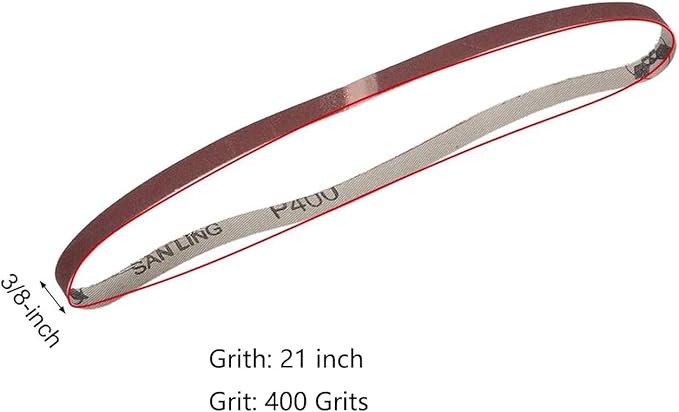 5 Pack 3/8 x 21 inch Sanding Belts 400 Grit Sanding Paper, Aluminum Oxide Abrasive Sander Belts for Metal Grinding Woodworking