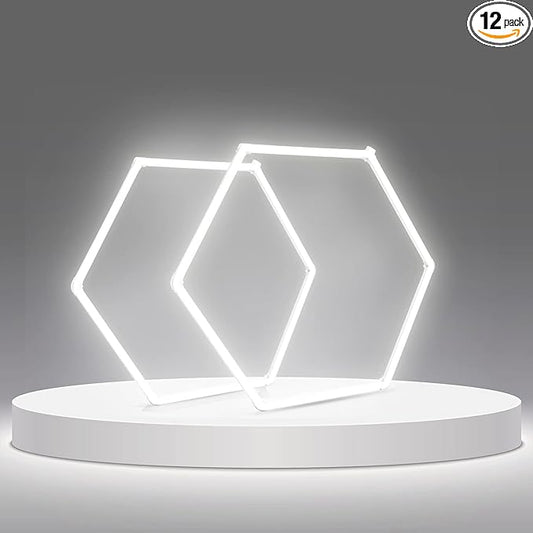 12-Pack LED Hexagon Garage Light: 12700LM Car Detailing Shop Light, DIY Splicing Ceiling & Wall Decor Lights, for Workshop Basement Gym Warehouse Bar Gaming Room (12-Packs)
