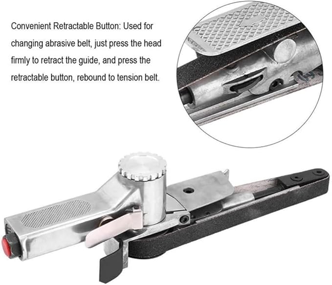 Mini Air Belt Sander, Pneumatic Handheld Angle Grinder Tool for Wood Metal Sanding Grinding (330x10mm)