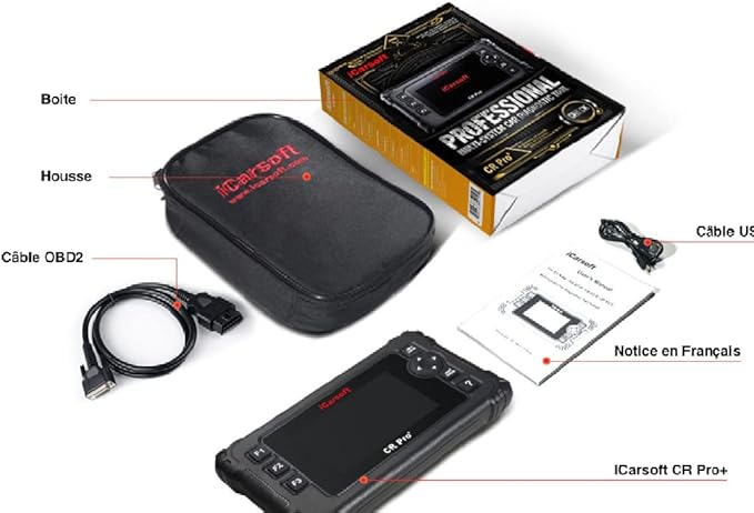 iCarsoft CR Pro+ | Outil Diagnostic Automobile Multimarques OBD2 | Lecture et effacements Codes défauts | Reset FAP | Codage Injecteurs | Purge ABS et autres fonctions