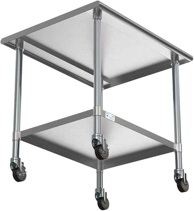 KoolMore Commercial 30” x 36” Stainless Steel Work Table with Wheels for Restaurant or Home Use, Under Storage Shelf for Food, Tools, and Hardware, Heavy Duty Metal Workspace (CT3036-18C), Silver