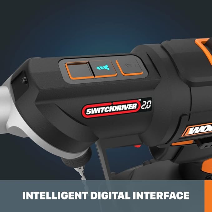 Worx Nitro 20V SwitchDriver 2.0, 2-in-1 Brushless Cordless Drill Driver, 2-in-1 Drill Set Rotatable Dual 1/4" Chucks, Compact Cordless Drill with Digital Torque Setting WX177L.9 – (Tool Only)