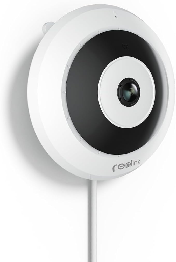 REOLINK 6MP PoE IP Fisheye Camera with 360° View, Surveillance for Home/Office Security, Smart Human Detection, Two Way Talk, Ceiling/Wall/Desk Mount, Multiple Panoramic Display Views, FE-P(White)