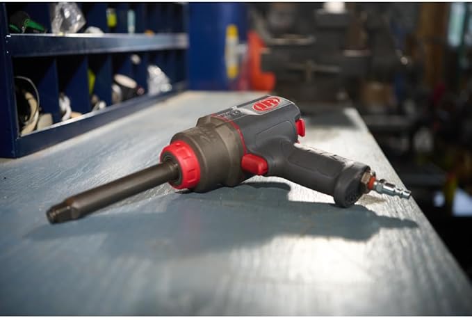 Ingersoll Rand 2236QPTIMAX DXS2 1/2" Air Impact Wrench, Quiet, 1500 ft-lb Torque, Titanium Hammercase, Pin Retainer, Pistol, Interchangeable Anvil, Multi-functional Tool