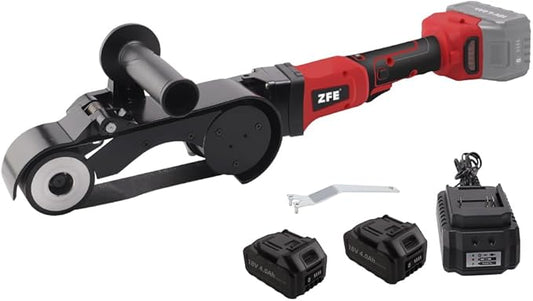 Cordless Pipe Tube Polisher Sander, ZFE 21V 28A Stainless Steel Belt Sander for Angle Grinder, Speeds Adjustable Pipe Polisher Belt Sander Brushless, Wire Drawing Machine for Metal Pipe Grinding