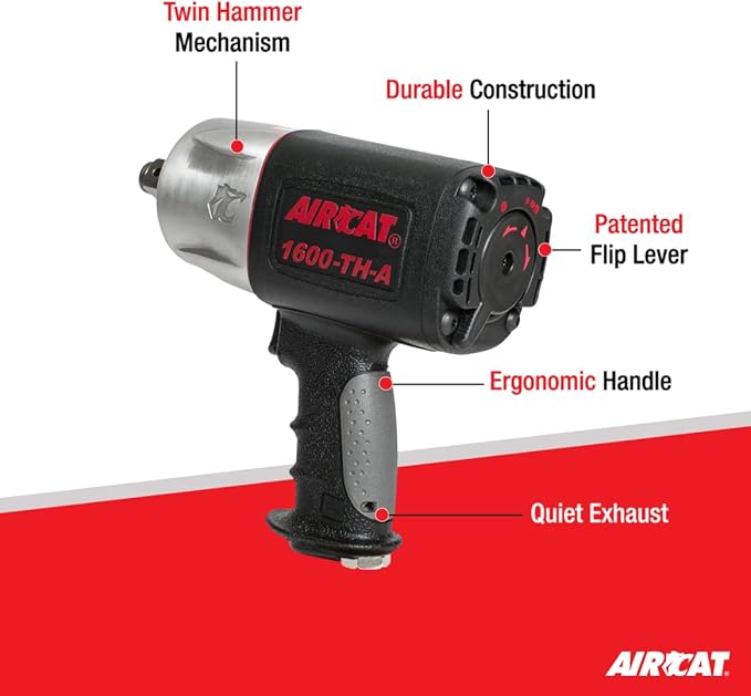AIRCAT Pneumatic Tools 1600-TH-A: Composite Impact Wrench 1600 ft-lbs of Torque - 3/4-Inch
