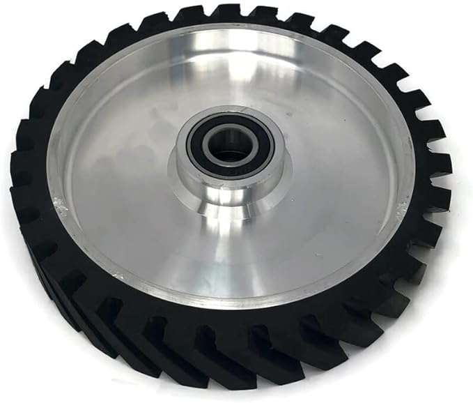 10 x 2" Belt Grinder Contact Wheel,Belt Sander Bearings Serrated Rubber Contact Wheels With 2 heavy Duty bearing 6205 RS