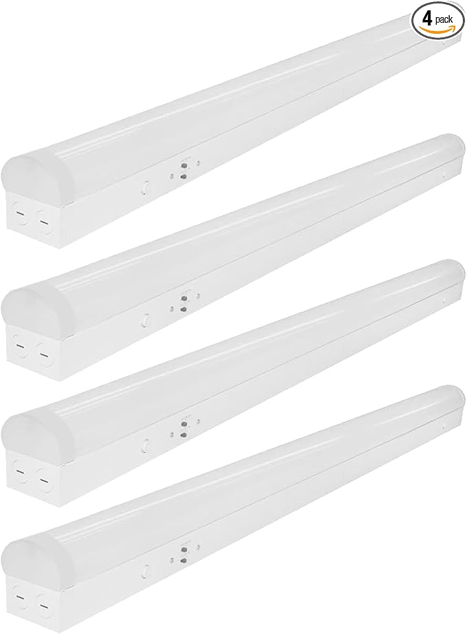 4FT LED Linear Strip Light Fixture, 4 Foot LED Shop Lights 40/32/24W 35/40/5000K CCT Selectable,Surface Mount and Hanging Ceiling Lighting Fixture for Garage, Warehouse, Workshop, Supermarket (4)
