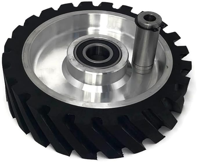 8 x 2" Belt Grinder Contact Wheel,Belt Sander Bearings Serrated Rubber Contact Wheels With 2 heavy Duty bearing 6205 RS