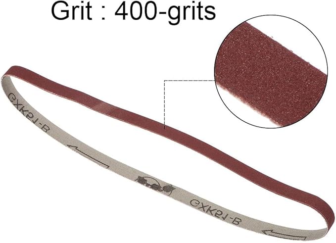 5 Pack 3/8 x 21 inch Sanding Belts 400 Grit Sanding Paper, Aluminum Oxide Abrasive Sander Belts for Metal Grinding Woodworking