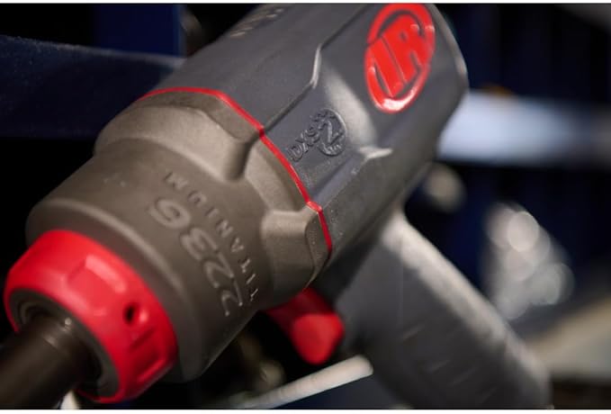 Ingersoll Rand 2236QPTIMAX DXS2 1/2" Air Impact Wrench, Quiet, 1500 ft-lb Torque, Titanium Hammercase, Pin Retainer, Pistol, Interchangeable Anvil, Multi-functional Tool
