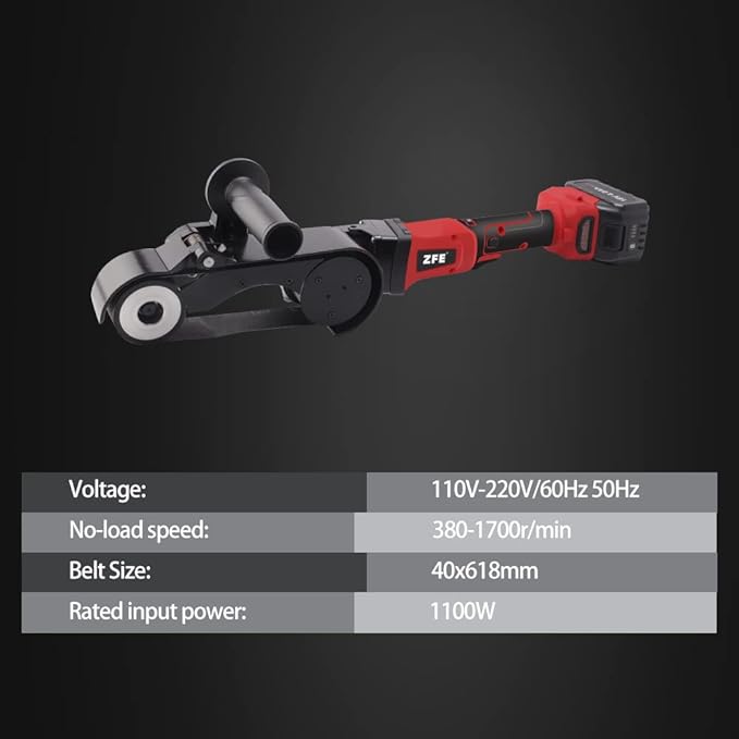 Cordless Pipe Tube Polisher Sander, ZFE 21V 28A Stainless Steel Belt Sander for Angle Grinder, Speeds Adjustable Pipe Polisher Belt Sander Brushless, Wire Drawing Machine for Metal Pipe Grinding