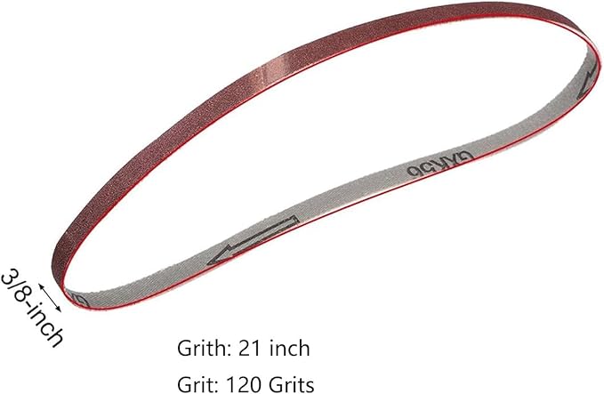10 Pack 3/8 x 21 inch Sanding Belts 120 Grit Sanding Paper, Aluminum Oxide Abrasive Sander Belts for Metal Grinding Woodworking