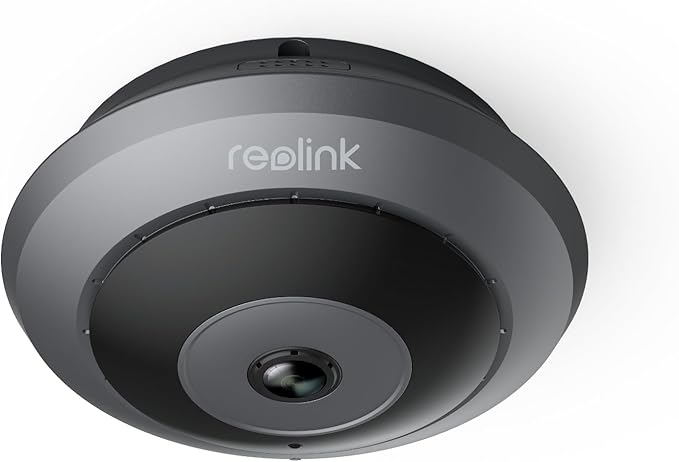 REOLINK 6MP PoE IP Fisheye Camera with 360° View, Surveillance for Home/Office Security, Smart Human Detection, Two Way Talk, Ceiling/Wall/Desk Mount, Multiple Panoramic Display Views, FE-P(Black)