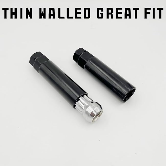 AUCELI 6 Point Spline Lug Nuts Key Tuner Socket Tool, Automotive Wheel Lock Removal Kit for Wrench with 3/4” & 13/16" Hex, Compatible with 12x1.5 12x1.25 1/2"x20 Thread Size, Universal Fit（Black）