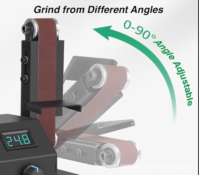 Mini Belt Sander w/Variable Speed Control & Digital Display, 350W Power Sander for Woodworking Metal Precision Angle Adjustable Grinder, 15 Belts(W:30mm) + Polishing Wheel/Disc