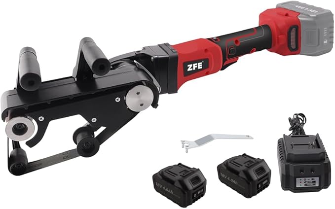 Cordless Pipe Tube Polisher Sander, ZFE 21V 28A Variable Speed Sander Polisher Grinder, Low Noise Brushless Pipe Polisher Belt Sander Tool, Stainless Steel Polisher Machine, for Pipe Grinding