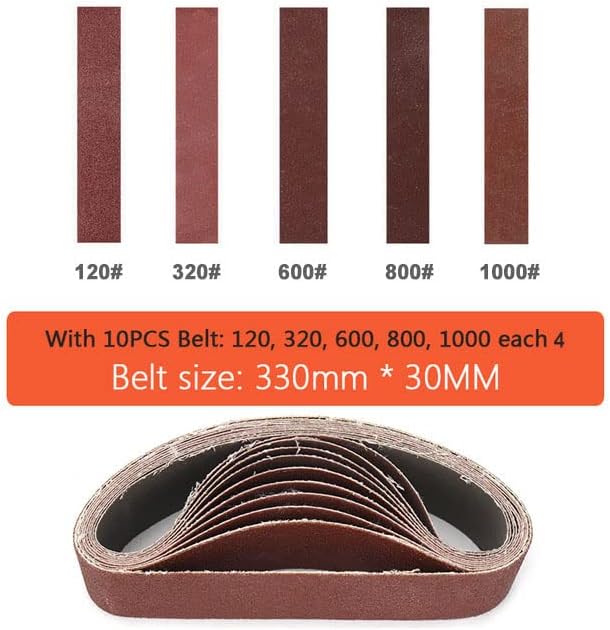 SI FANG Premium Sanding Belts Set 13 x 1.2inch /330x30mm, Suitable for Mini Electric Belt Sander Cutter Edges Sharpener, 120 320 600 800 1000 Assorted Grits Aluminum Oxide Sanding Belt (20Pcs)
