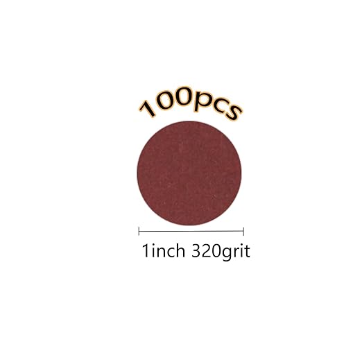 100pcs 1inch 320 Grit Hook and Loop Sandpapers Sander Disc Sanding for Drill Grinder Rotary Tools