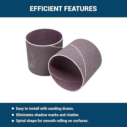 Benchmark Abrasives 2" x 2" Aluminum Oxide Sanding Bands, Spiral Bands Rotary Sander Attachment for Drill & Die Grinder, Metal Polishing, Sanders for Woodworking - Sander Tool (10 Pack), 120 Grit
