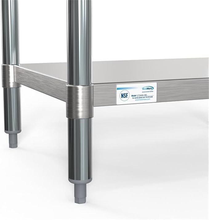 KoolMore Commercial 24x30'' Stainless Steel Work Table with Wheels for Restaurant or Home Use, Under Storage Shelf Food, Tools, Equipment, & Hardware, Heavy Duty Metal Workspace (CT2430-18C), Silver