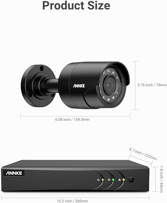 ANNKE 8CH H.265+ 3K Lite Surveillance Security Camera System with AI Human/Vehicle Detection, 4 x 1920TVL 2MP Wired CCTV IP66 Cameras for Indoor Outdoor Use, Remote Access, 1TB Hard Drive Included