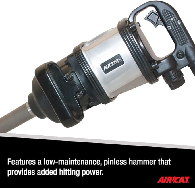 AIRCAT Pneumatic Tools 1994 1-Inch Super Duty Straight Impact Wrench with 8-Inch Extended Anvil 2,500 ft-lbs