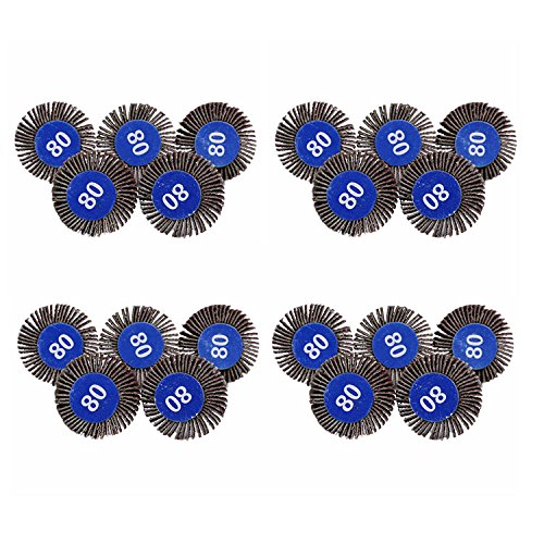 dophee Flap Wheel Sander Set, 1/8" Round Shank, 80 Grit Abrasive Sanding Wheels, Flap Grinding Wheel Sander for Dremel Drill Rotary Tools, Remove Rust, Weld Burr Polishing Flat(20-Pack)