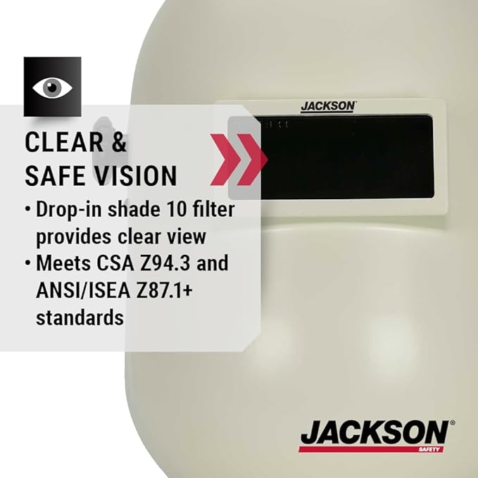 Jackson Safety PL 280 Pipeline Welding Hood - Fixed Front Welding Helmet - Drop-in Shade 10, ANSI Z87.1 - (Multiple Headgear Styles and Colors)