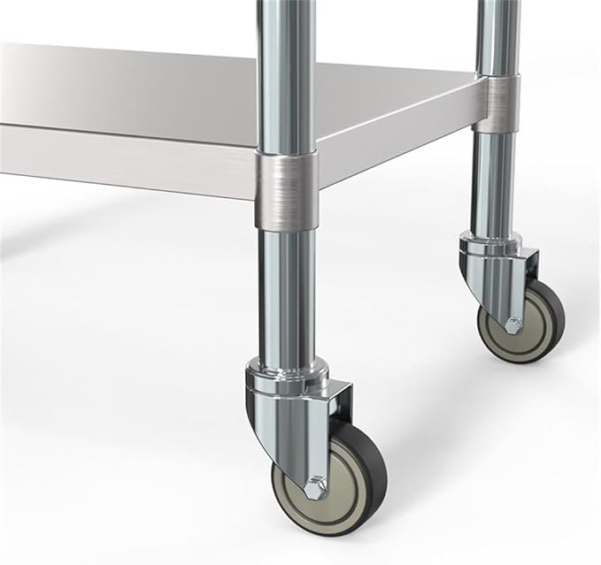 KoolMore Commercial 24” x 36” Stainless Steel Work Table Wheels for Restaurant or Home Use, Under Storage Shelf for Food, Tools, Equipment, Hardware, Heavy Duty Metal Workspace (CT2436-18C), Silver