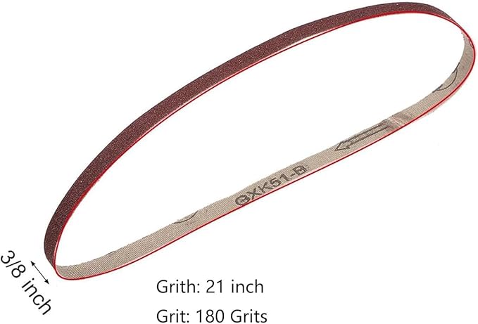 5 Pack 3/8 x 21 inch Sanding Belts 180 Grit Sanding Paper, Aluminum Oxide Abrasive Sander Belts for Metal Grinding Woodworking
