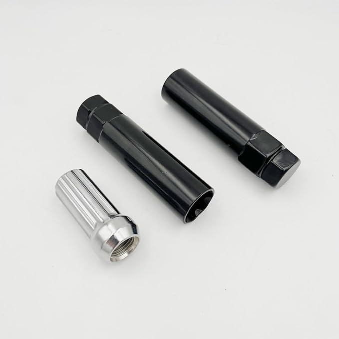 AUCELI 6 Point Spline Lug Nuts Key Tuner Socket Tool, Automotive Wheel Lock Removal Kit for Wrench with 3/4” & 13/16" Hex, Compatible with 12x1.5 12x1.25 1/2"x20 Thread Size, Universal Fit（Black）