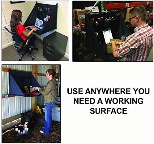 Mini Portable Standing Desk, Workbench, Work Station, Storage for Jobsite, Garage, Office, Shop, Hanging Work Surface, Black (WS3700)