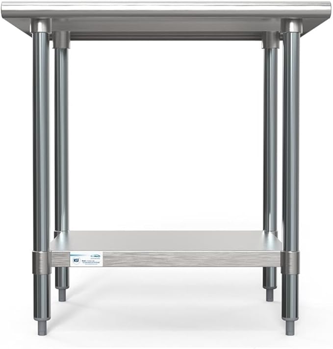 KoolMore Commercial 24x30'' Stainless Steel Work Table with Wheels for Restaurant or Home Use, Under Storage Shelf Food, Tools, Equipment, & Hardware, Heavy Duty Metal Workspace (CT2430-18C), Silver