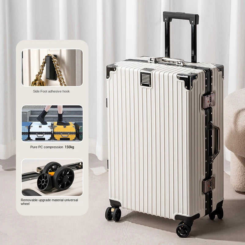 [no.4] Aluminum Frame Luggage – 20", 24", 28" Sturdy PC Suitcase with Wheels