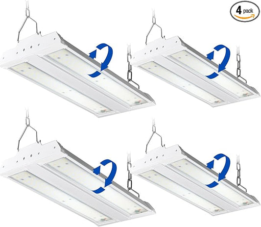 JTT LED Linear Shop Lights 150W, 21000LM 360° Adjustable Led High Bay Lights 5000K Daylight 120-277V, Led Garage Light for Shop Workshop Store Commercial Supermarket Warehouse Basement, 4-Pack ETL