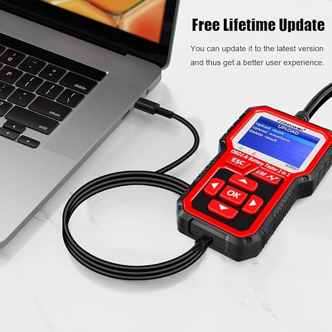 KONNWEI KW681 OBD2 Scanner 6V 12V Car Battery Tester, 2 in 1 Car Diagnostic Scanner Automotive Battery Alternator Load Tester Check Engine Code Reader Scan Tool