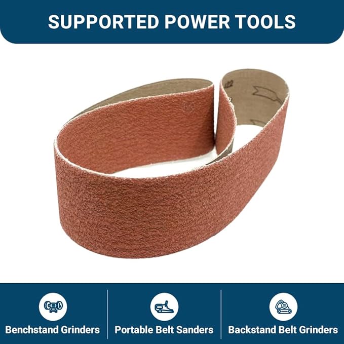 Benchmark Abrasives 2" x 36" Ceramic Sharpening Sanding Belts for Grinding Deburring Polishing Rust Removal on Metal, Stainless Steel, and Carbon Steel, Use with Belt Disc Sander (6 Pack) - 80 Grit