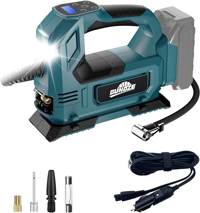Cordless Tire Inflator Air Compressor for Makita 18V Battery, 150PSI Portable LED Light Handheld Air Pump with Digital Pressure Gauge for Cars Motorcycles Bikes Sport Balls(Battery Not Included)