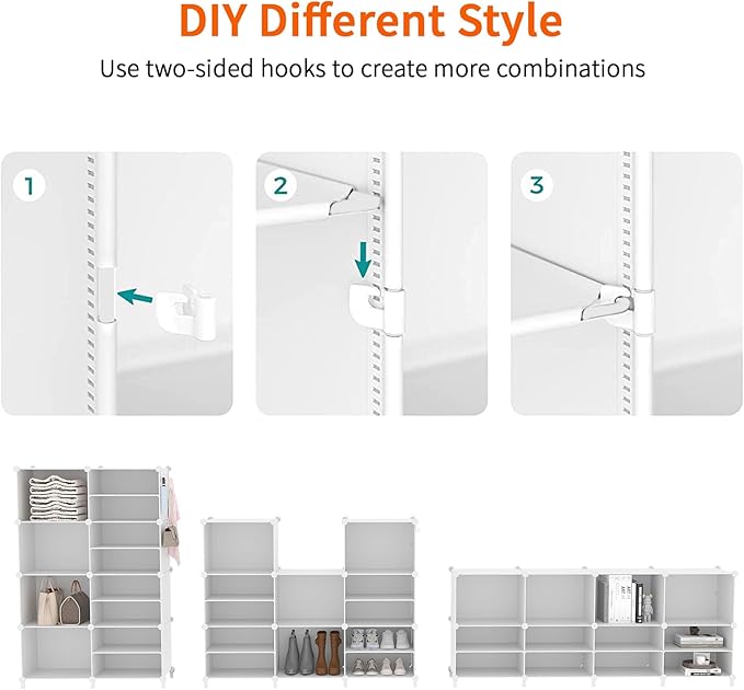 AWTATOS Closet Organizer 6 Cube Storage Shelves Portable Closet Clothes Organizers and Storage Stackable Cubby Shelving for Closet Bedroom Living Room Office White