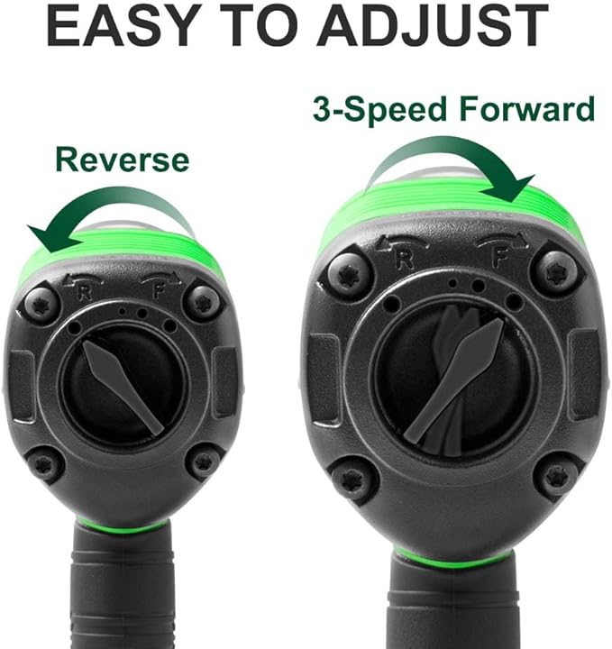 Air Impact Gun 1/2" Drive 880 ft-lbs with 3/8" Air Ratchet Wrench 50 ft-lbs Pneumatic Impact Wrenc 7800RPM Pneumatic Aluminum 160 RPM