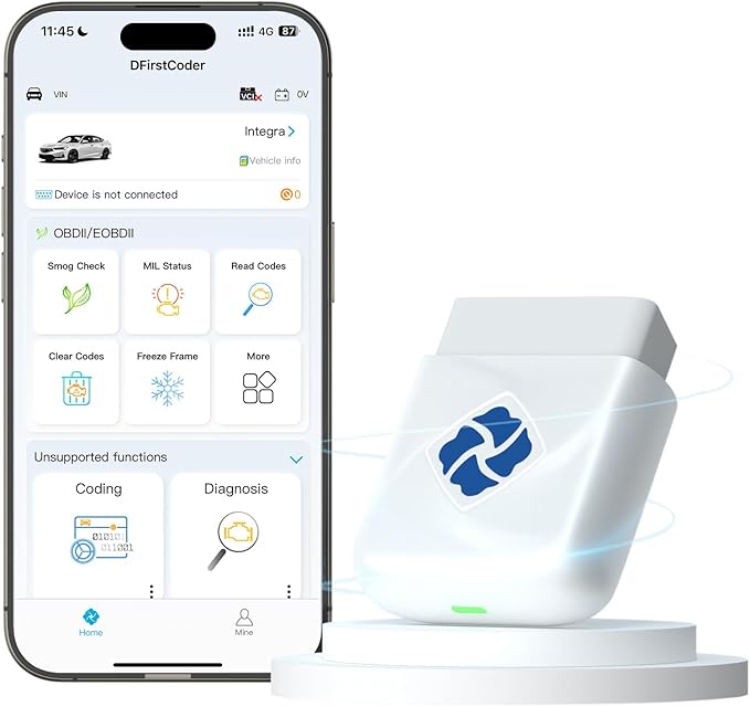 DFirst OBD2 Scanner Diagnostic Tool Bluetooth One-Click Apps, Customizations, Check Engine Code Reader Car Scanner for Volkswagen BMW Porsche Audi Mercedes Mini (iOS/Android,Upgrade VIN Full Package)