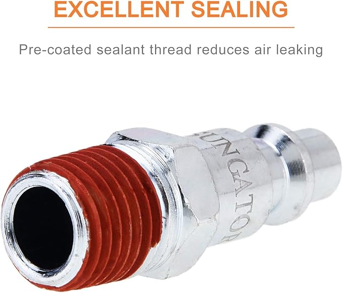 SUNGATOR 25-Pack 1/4 Inch Air Hose Fittings, 1/4'' Male NPT Industrial Plugs Kit, 1/4 Inch Quick Connect Air Line Hose Fittings, 1/4'' Industrial Hose Repair Plugs Kit for Comressor, Auto Shop