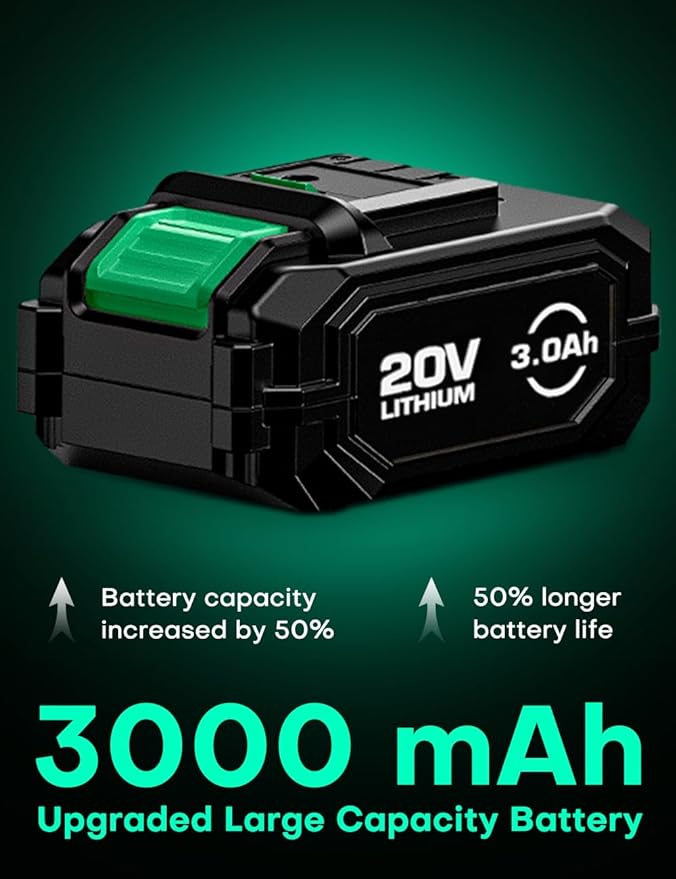 KIMO Cordless Impact Wrench, 550N.m/406ft-lbs, 7Sockets,3Inch Extension Bar, High Torque Impact Brushless Wrench with 3/8" Chuck, 3000 RPM, 3000mAh Li-ion Battery, Charger, Power Impact Wrench for Car