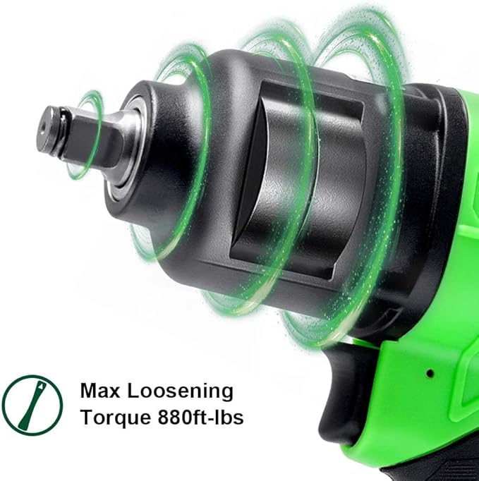 Air Impact Wrench 1/2 Inch Square Drive Heavy Duty 880 ft-Lbs Max Loosening Torque Output Pneumatic Impact Wrench Twin Hammer 7800RPM for Automobile Repair