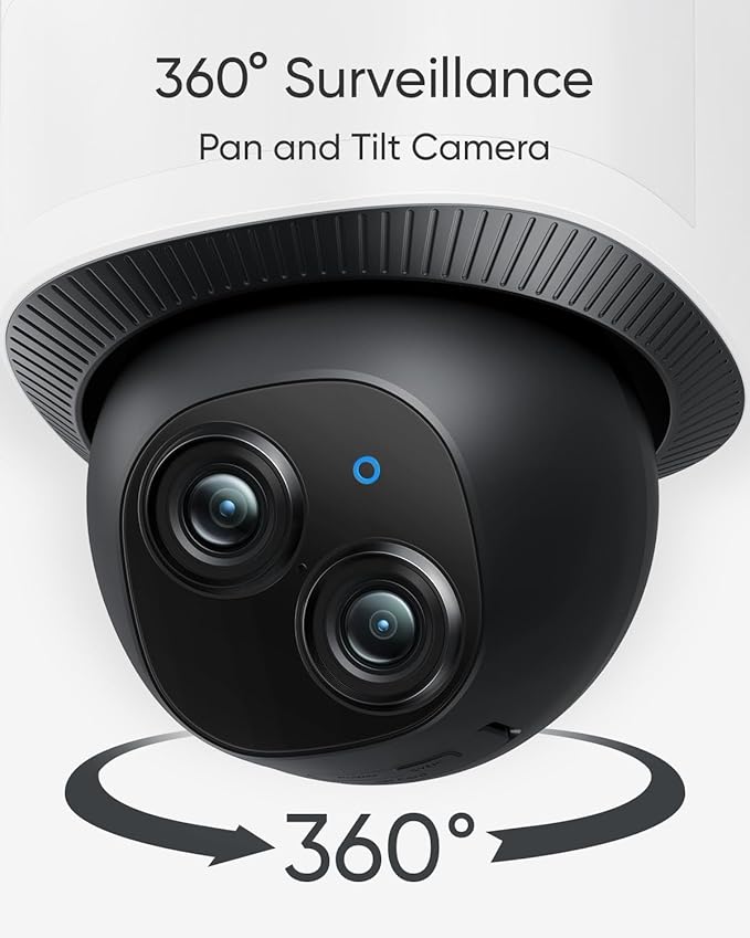 eufy Floodlight Camera E340 with AC Cable, Security Camera Outdoor, 360° PTZ, 24/7 Recording, 2.4G/5G Wi-Fi, 2000 LM, Motion Detection, Built-in Siren, Dual Cam, HB3 Compatible, No Monthly Fee