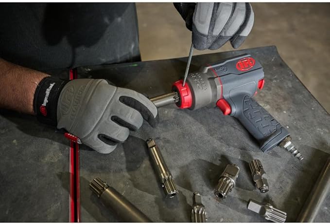 Ingersoll Rand 2236QPTIMAX DXS2 1/2" Air Impact Wrench, Quiet, 1500 ft-lb Torque, Titanium Hammercase, Pin Retainer, Pistol, Interchangeable Anvil, Multi-functional Tool