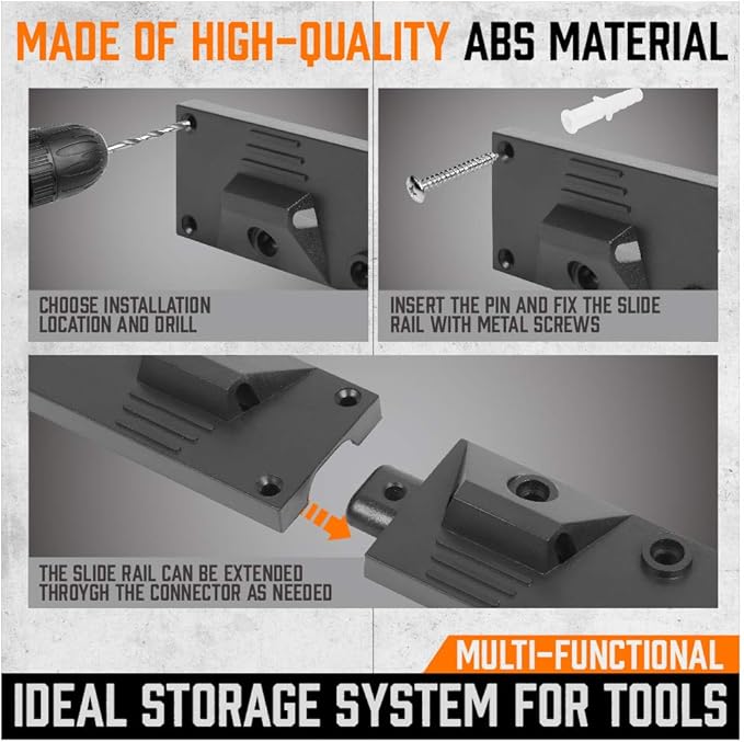 HORUSDY 64 Inch Adjustable Storage System, Wall Mount Tool Organizer, Tool Hangers for Mop and Broom Holder Shovel, Rake, Broom, Mop Holder, Etc