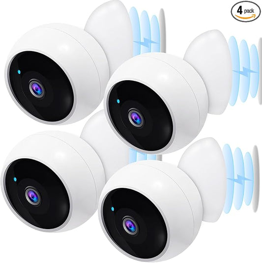 AMTIFO Security Cameras Wireless Outdoor Magnetic - 4-Pack Install-Free Indoor Smart 2K WiFi - Long Battery Life Powered Cameras for Home Security with AI Motion Detection