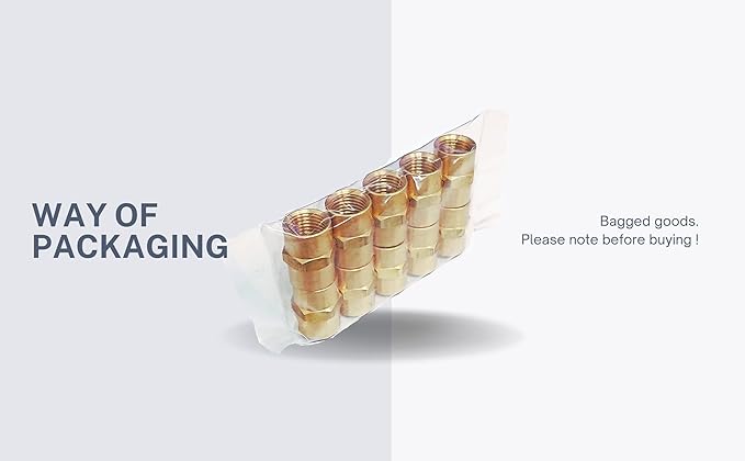 Brass Coupling 1/4 Inch NPT Female x 1/4 Inch NPT Female Hex Head Pipe Fitting, Pack of 10, Compressor connector 1/4 fnpt to 1/4 fnpt Coupler, Air Hose Adapter Brass Fittings